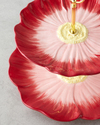 Flowerella Dolomite Katlı Servis 21+26 cm Kırmızı-Pembe