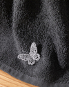 Galia Butterfly Nakışlı Pamuklu El Havlusu 30x40 cm Antrasit