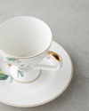 Garden Lovely New Bone China 4 Parça 2 Kişilik Kahve Fincan Takımı 90 ml Yeşil-Beyaz