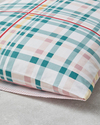 Geo Plaid Pamuklu 2'li Yastık Kılıfı 50x70 cm Yeşil-Pembe