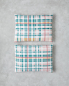 Geo Plaid Pamuklu 2'li Yastık Kılıfı 50x70 cm Yeşil-Pembe