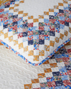 Gingham Patchwork Çok Amaçlı Çift Kişilik Yatak Örtüsü Takımı 200x220 cm Terracotta