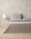 Glen Plaid İpliği Boyalı Çift Kişilik Nevresim Takımı 200x220 cm Koyu Bej