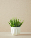 Grass Vazolu Yapay Çiçek Beyaz