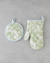 Greenery Pamuk Polyester 2 Parça Mutfak Seti 17x30 cm+20x20 cm Beyaz - Yeşil