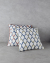 Grid Çift Taraflı Kırlent Kılıfı 45x45 cm Lacivert - Kiremit