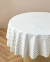Gridlane Pvc Yuvarlak Masa Örtüsü 140 cm Bej