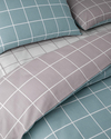 Gridline Kolay Ütülenir Çift Kişilik Nevresim Takımı 200x220 cm Seledon-Mürdüm