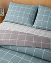 Gridline Kolay Ütülenir Çift Kişilik Nevresim Takımı 200x220 cm Seledon-Mürdüm
