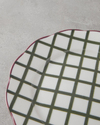 Gridlock Bone Porselen Servis Tabağı 27 cm Bordo-Yeşil