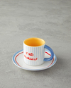 Jolly Waves New Bone China Kahve Fincan Takımı Kırmızı - Mavi