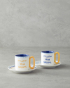Jolly Waves New Bone China Kahve Fincan Takımı Sarı - Mavi