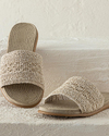 Lace Straw Kadın Sokak Terliği Bej