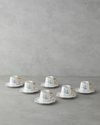 Lavendpetal New Bone China 12 Parça 6 Kişilik Kahve Fincan Takımı 80 ml Mavi