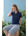 Leaf Viskon Kadın Pijama Takımı Lacivert