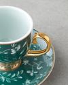 Leafscape New Bone China 4 Parça 2 Kişilik Kahve Fincan Takımı 100 ml Beyaz - Yeşil