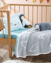 Little Penguin Pamuklu Trikolu Bebe Battaniye 80x120 cm Gri