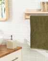 Long Points Pamuklu Kroşeli Yüz Havlusu 50x70 cm Koyu Yeşil-Kahve-Bej