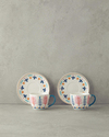 Love Adore New Bone China 4 Parça 2 Kişilik Kahve Fincan Takımı Pembe - Mavi
