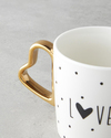 Love Day New Bone China Kupa 400 ml Siyah-Beyaz-Gold
