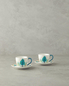 Love Jungle New Bone China 4 Parça 2 Kişilik Kahve Fincan Takımı Yeşil