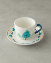 Love Jungle New Bone China 4 Parça 2 Kişilik Çay Fincanı Takımı Yeşil