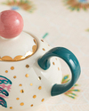 Love Wish New Bone China Demlik Seti 400 ml Pembe - Mavi
