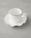 Lumen New Bone China 12 Parça 6 Kişilik Kahve Fincan Takımı 90 ml Beyaz-Gold