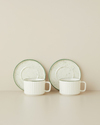 Lunara Porselen 4 Parça 2 Kişilik Çay Fincanı Takımı 220 ml Beyaz - Yeşil