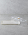 Lustre Cam Kapaklı Kek Standı 36,5x17,5 cm Krem-Gold