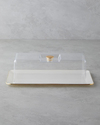 Lustre Cam Kapaklı Kek Standı 36,5x17,5 cm Krem-Gold