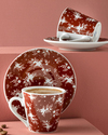 Lustre Porselen 4 Parça 2 Kişilik Kahve Fincan Takımı Bordo