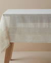 Luxe Keten Look Masa Örtüsü 150x220 cm Krem Siyah