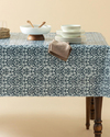 Majestic Damask Pvc Masa Örtüsü 140x140 cm Lacivert