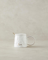 Mantra New Bone China Kapaklı Kaşıklı Kupa Beyaz