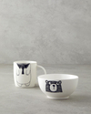 Mingle Teddy New Bone China Kaseli Kupa 360 ml-13 cm Siyah - Beyaz