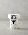 Mingle Teddy New Bone China Kaseli Kupa 360 ml-13 cm Siyah - Beyaz