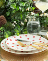 Modern Dots Bone Porselen Pasta Tabağı Kırmızı