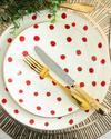 Modern Dots Bone Porselen Pasta Tabağı Kırmızı