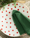 Modern Dots Bone Porselen Servis Tabağı 25 cm Kırmızı