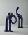 Modern Elephant Polyresin Biblo Siyah