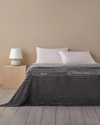 Modern Line Çizgili Super Soft Çift Kişilik Battaniye 200x220 cm Koyu Gri
