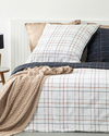 Modern Plaid Pamuklu King Size Nevresim Seti 240x220 cm + 80x80 cm Gri