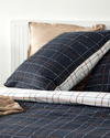 Modern Plaid Pamuklu King Size Nevresim Seti 240x220 cm + 80x80 cm Gri