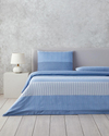 Modern Strip Çift Kişilik Nevresim Seti Mavi