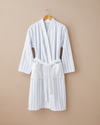 Mono Stripe %100 Pamuk Bornoz L-XL Beyaz - Mavi