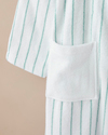 Mono Stripe %100 Pamuk Bornoz L-XL Beyaz - Yeşil