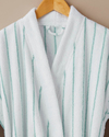 Mono Stripe %100 Pamuk Bornoz L-XL Beyaz - Yeşil