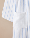 Mono Stripe %100 Pamuk Bornoz L-XL Beyaz - Mavi