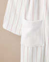 Mono Stripe %100 Pamuk Bornoz L-XL Beyaz - Pembe